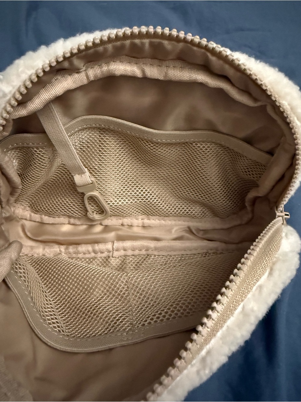 Lole Cream Faux-Sherpa Cosmetic Pouch
